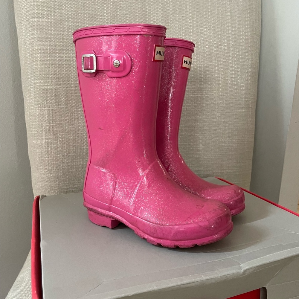Fuchsia Girls Glitter Hunter boots